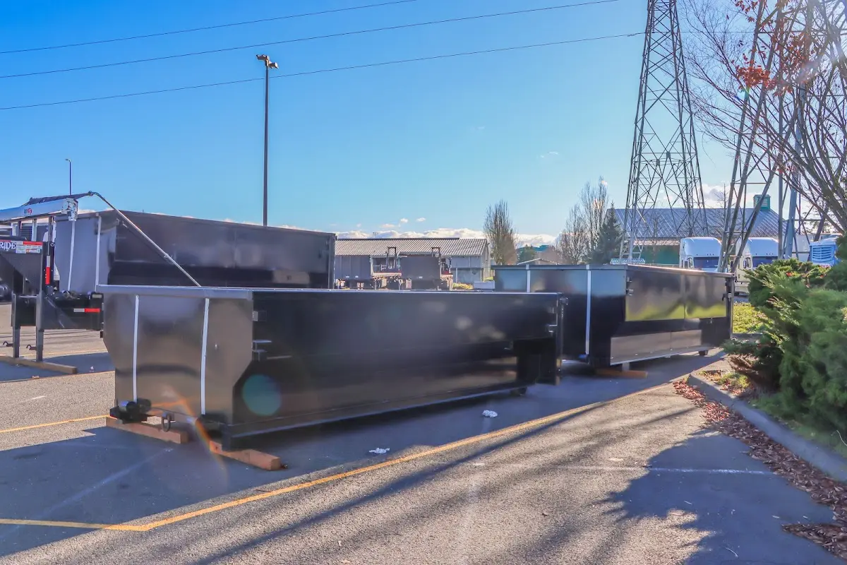 Roll-off dumpster ready for waste disposal at job site for 2 Yard Dumpster Rental in Grafton